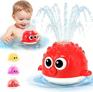 QASUN Light-up Bath Toys, Pufferfish Spray Toys for Kids