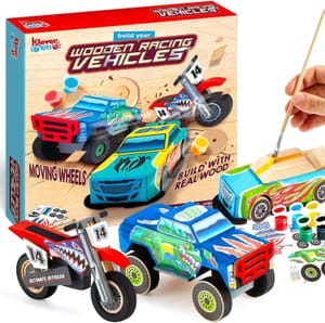 JOYIN Paint-Your-Own Wooden Race Car Kit for Kids 8+