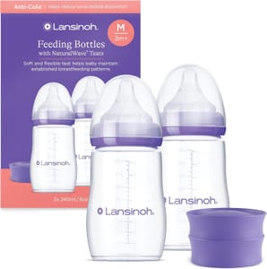Lansinoh Anti-Colic Baby Bottles, 240 Ml, 2-Pack, Medium Flow