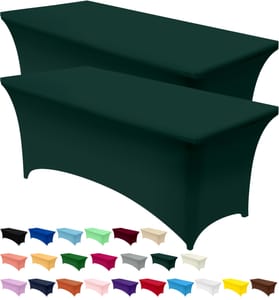 Utopia Kitchen 6ft Spandex Tablecloth 2-Pack Hunter Green