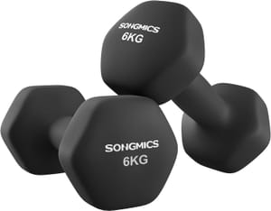 SONGMICS 2x6kg Neoprene Hex Dumbbells, Ink Black (SYL160B01)