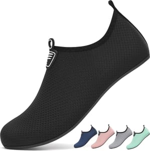 Gitzing Unisex Water Shoes, Quick-Dry Aqua Socks, Black 39