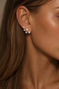 Small Diamond Star Stud Earrings for Women
