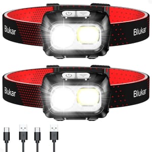Blukar Rechargeable Head Torch 2-Pack, 2000lm, 8 Modes