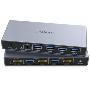 Alxum HDMI KVM Switch 2 Computers, 4 USB-A, 4K 60Hz