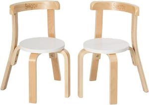 Swegrow Wooden Kids Stackable Chairs Set of 2, White