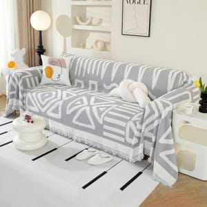 Royhom Boho Sofa Cover 3-Seater L-Shape Grey 180x340cm