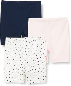 Amazon Essentials Baby Girls' Bike Shorts, 3-Pack, Navy/Pink/Dots, 24 Months