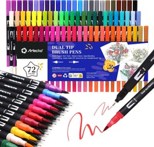 Artecho 72-Colour Dual-Tip Brush and Fine Pen Set with Case - £9.49 S&S