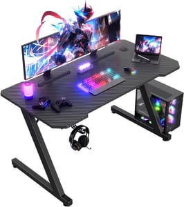 JUMMICO Z-Shaped Gaming Desk 120x60 Cm with Headphone Hook