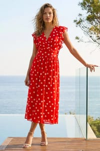 Roman Polka Dot Frill Fit & Flare Dress