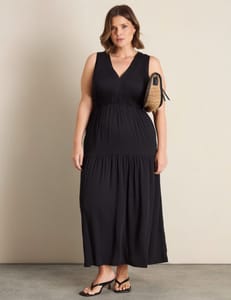 V-Neck Maxi Waisted Dress
