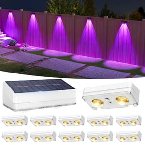 VOLISUN Solar Fence Lights, 12-Pack RGB Waterproof Outdoor Wall Lights