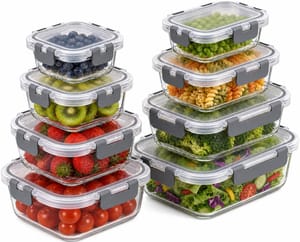 MFY Life 8-Pack Glass Meal Prep Containers Gray