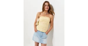 Girls Light Yellow Cotton Rich Starfish Ruched Side Bandeau Top