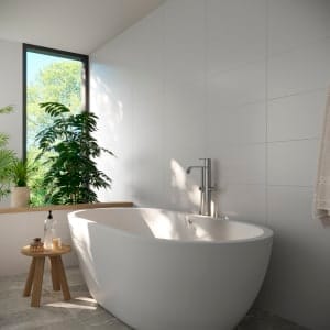 Wickes White Satin Ceramic Wall Tile - 600 X 300mm