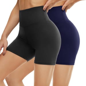 AMIYOYO Women's Cycling Shorts 2-Pack High-Waisted Biker Yoga