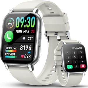 Smart Watch for Men Women, 1.85" Bluetooth, HR, IP68, White