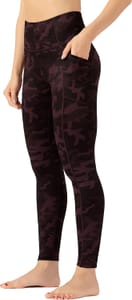 OVRUNS High-Waist Leggings with Pockets for Women Burgundy Camo XS