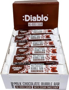 Diablo Milk Chocolate Bubble Bar, Stevia-Sweetened, Gluten Free, 30g X24