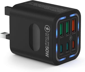 Tupneuf 6-Port USB-C Charger 50W with PD/PPS 30W QC 20W