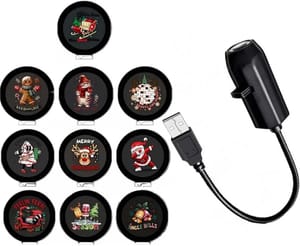 HD 5D Holographic Christmas Light Projector, 360 Rotating, 10 Slides