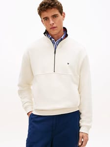 Colour-Blocked Collar Terry Quarter-Zip Jumper
