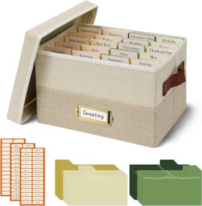 Vienrose Foldable Greeting Card Organizer with 20 Removable Dividers