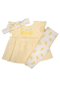 3-6 Mths Baby Girls Yellow Lemon 3 Piece Tunic Set