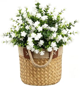 Binandtem 8 Bundles Artificial Flowers with Bendable Stems, White