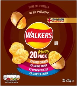 Walkers Meaty Variety Crisps Multipack 20x25g Red - £3.46 S&S