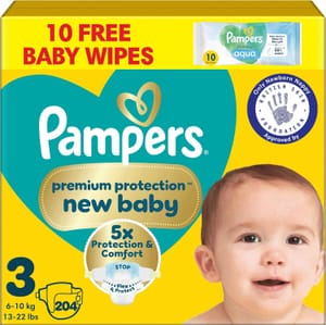 Pampers New Baby Nappies Size 3 and Wipes - £27.67 S&S