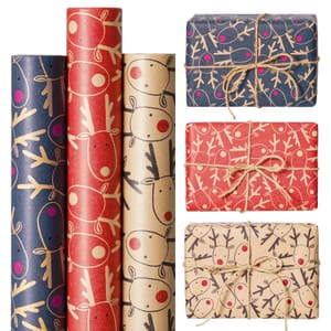 Koncci 3 X 5m Christmas Wrapping Paper, 60cm Wide, Recyclable