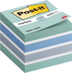 Post-It Notes Cube, 450 Sheets, 76x76 Mm, Blue/White - £7.53 S&S