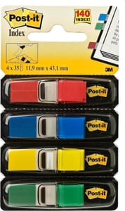 Post-It Index Flags, 140 Flags, 11.943.2 Mm, Blue/Green/Red/Yellow - £4.83 S&S
