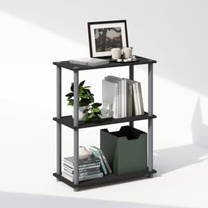 Furinno Turn-N-Tube 3-Tier Bookshelf, Black/Grey