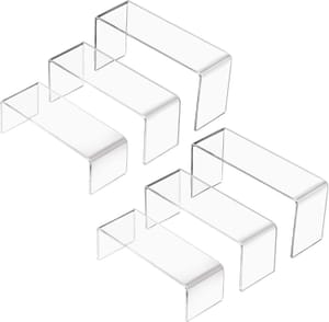 Acrylic Display Stand Riser, Clear, Small, 2 Sets, 3 Sizes