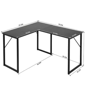 L-Shaped Corner Desk 129 Cm Home Office Computer Table with Metal Frame