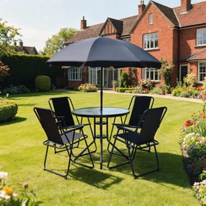 5-Piece Glass Top Folding Garden Dining Set