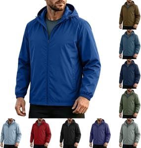 Men's Packable Waterproof Rain Jacket with Full Zip