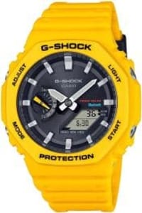 Casio G-Shock Men's Analog-Digital Watch Black Dial, Yellow Strap GA-B2100C-9AER
