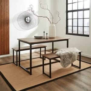 Ronan 4-Seater Wave Edge Dining Table and Bench Set