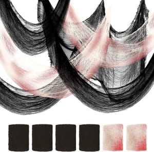 6 Pack 76x183cm Halloween Creepy Cloth, Black & Red Gauze