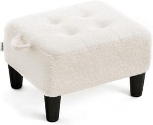 SONGMICS Velvet Footstool with Thick Cushion