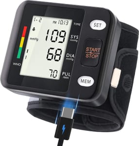 Wrist Blood Pressure Monitor, Automatic, LCD Screen, Case, Cuff, Battery-Powered