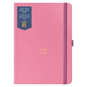 Busy B A5 Mid-Year Diary Aug 2026Aug 2027 Bright Pink
