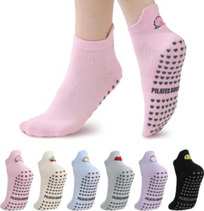 Zuimei 6 Pairs Non-Slip Pilates Yoga Ankle Socks for Women