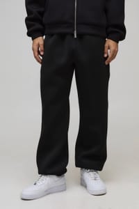 Man Baggy Fit Bonded Scuba Cuffed Joggers