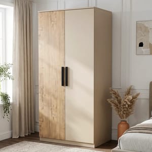 Blythe Oak Effect and Cashmere 2 Door Wardrobe with Shelves
