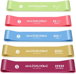 AMAZINGHOME 5-Resistance Bands Set, Natural Latex, Various Levels
